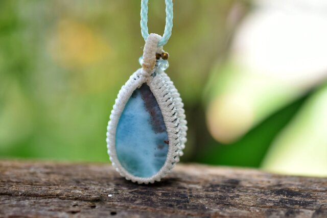 涙ドロップ☆ラリマー マクラメネックレス1188 | iichi 日々の暮らしを