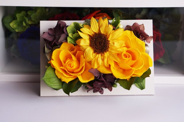 ひまわり様　ラブブ　専用枠 ブリザードフラワー ひまわりのボックスフレーム240530sn