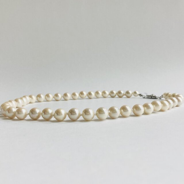 貝磨きパールオールノットネックレス/8mm42cm/ベージュクリーム/made in japan