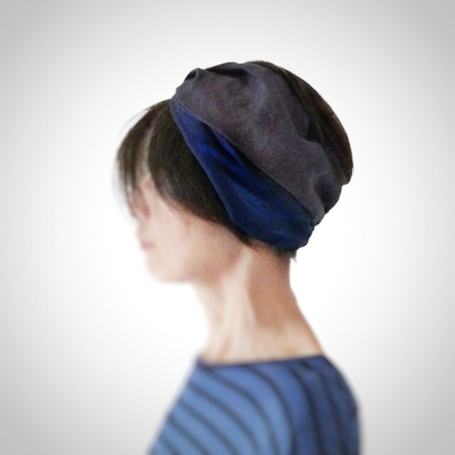 ターバンなヘアバンドネイビーmix　送料無料