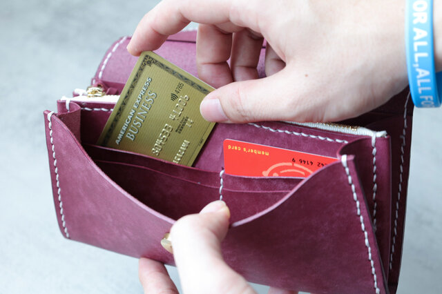 オルガン長財布 使用品 天然石×牛革 大容量 総手縫い ハンドメイド 天然石×革の組み合わせ」長財布 レディース 革 大容量 牛革