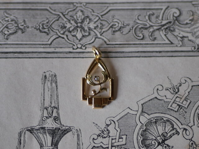 K18 ネックレストップ 宿り木 アールデコ ペンダントトップ フランス