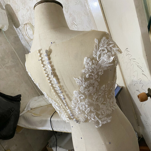 ウエディングドレス トップスのみ ボレロ 3D立体レース刺繍 花嫁/ウェディング