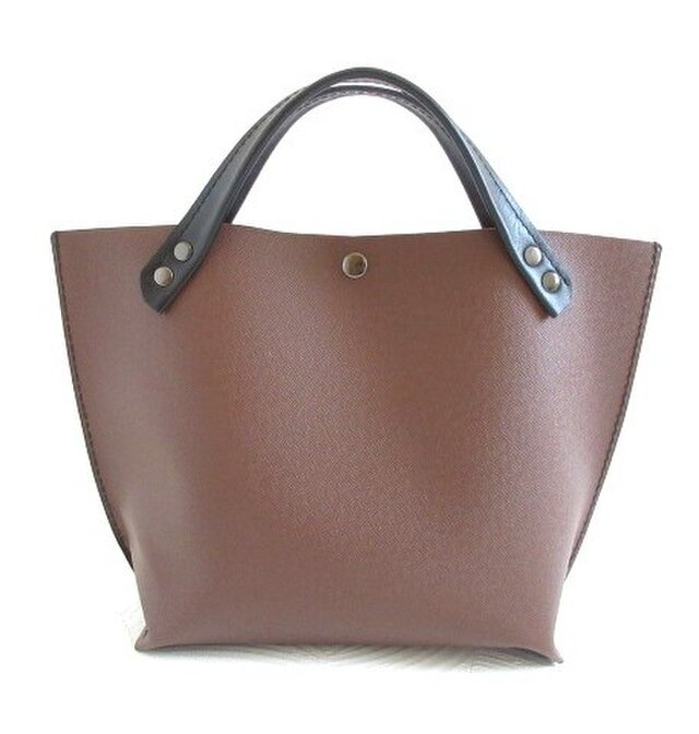 《牛革》新サイズ♪底マチワイド・ダークブラウン・一枚革のミニトート・0407