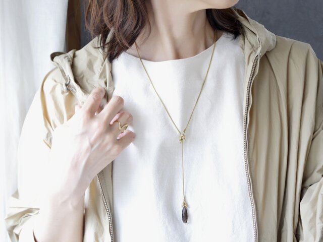 【いろいろアレンジ】スモーキークォーツの天然石ロングネックレス ずっとが叶う☆金属アレ対応 サージカルステンレス スモーキー