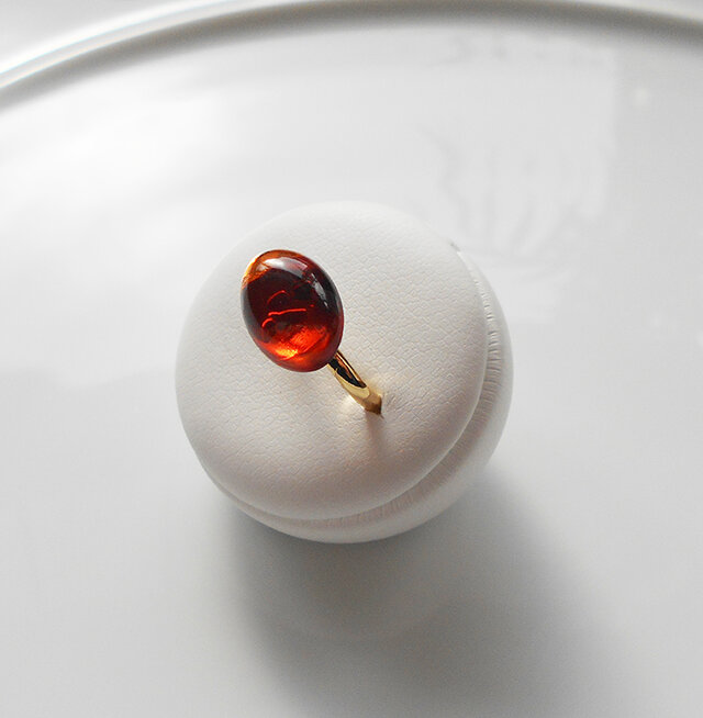 ［4回目のご案内］バルティックアンバーのラウンドカポションリング