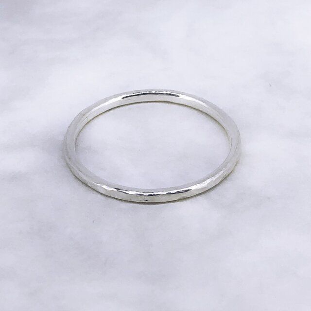 槌目リング1.5mm幅ラウンド】高純度シルバー1000 シンプル ハンマー