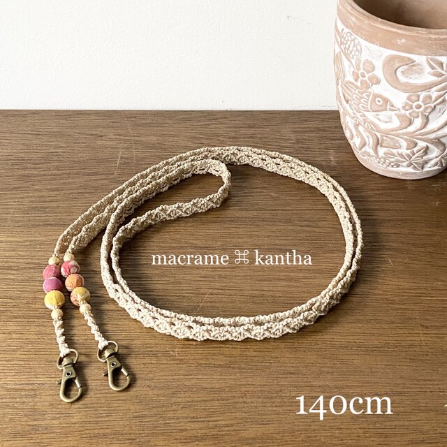 受注制作］macrame ⌘ kantha 手編みマクラメレースのショルダー