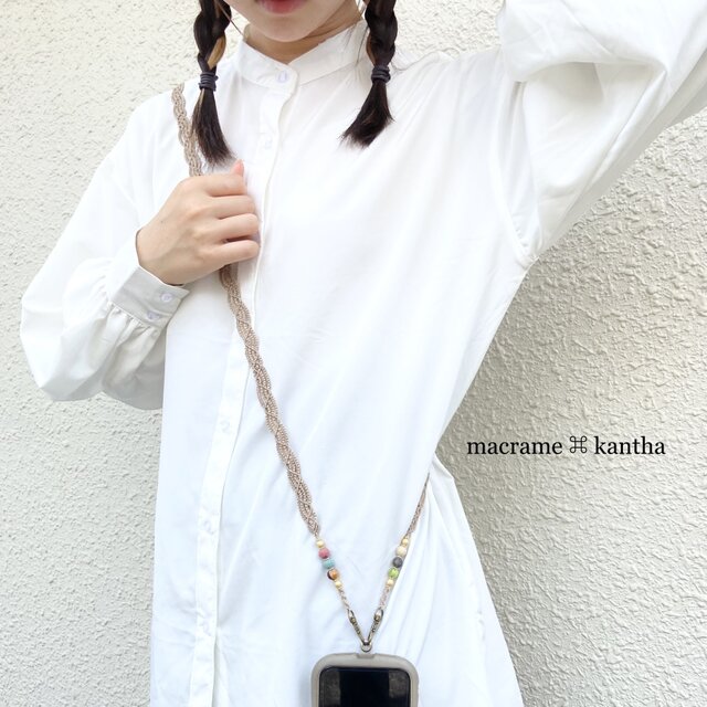 受注制作］macrame ⌘ kantha 手編みマクラメレースのショルダー