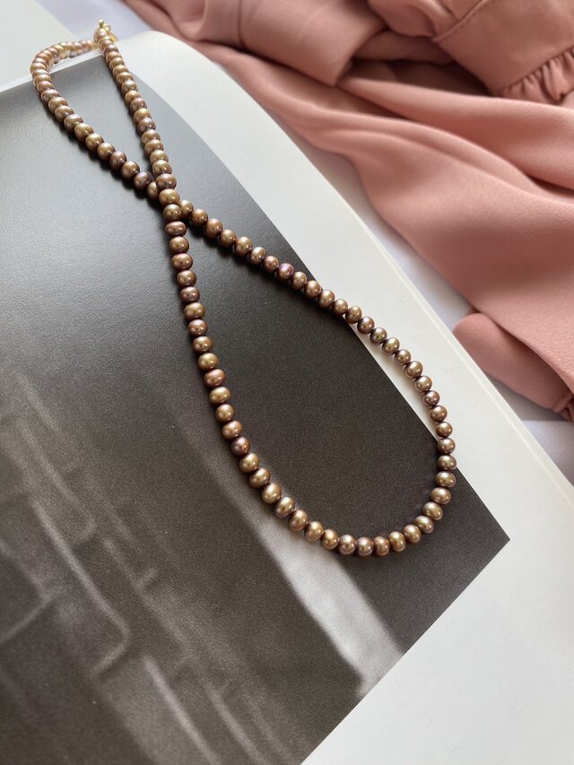 Pearls Necklaces:Light Bronze 淡水パールネックレスライトブロンズ