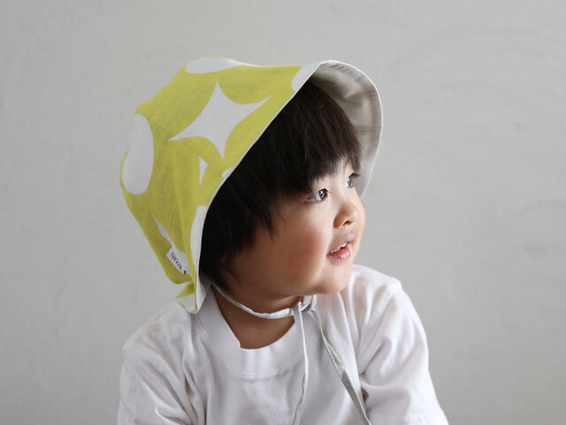 キッズ ベビー リバーシブルチューリップハット【山吹】Mサイズ