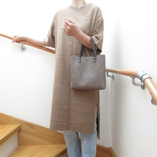 《牛革》new♪スクエアミニトート・ソフトシュリンク・マーブルモスグレー・0513