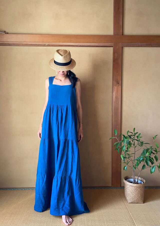 藍染めコットンワンピース／Seseragi Dress in Indigo | iichi 日々の