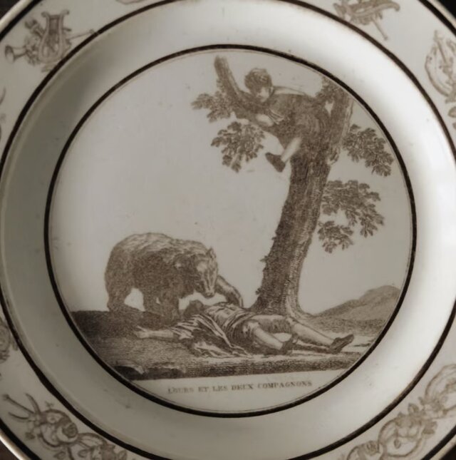 18世紀末-19世紀初期 セーブル 平皿 絵皿 グリザイユ ファイアンス 