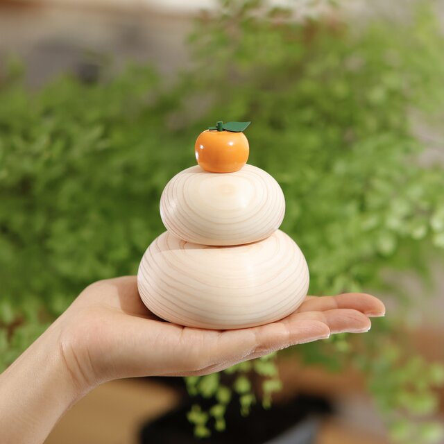 鏡餅 木製 かがみもち 大サイズ 三宝付き 無垢材 門松 お正月 | iichi