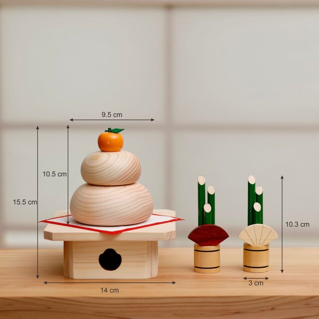 鏡餅 木製 かがみもち 大サイズ 三宝付き 無垢材 門松 お正月 | iichi