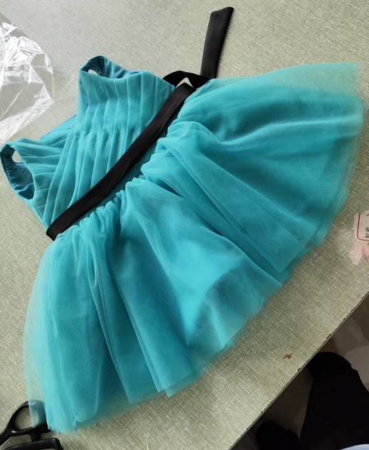 美品！かわいい ブルー カラードレス ソフトチュール 子供用ドレス サッシュベルト 前撮り