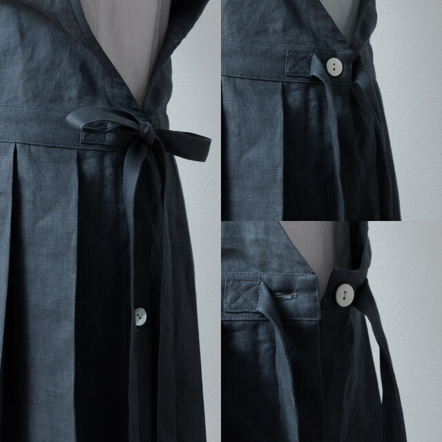 大人ガーリーなサイドあきエプロンカシュクールワンピース-フレンチ