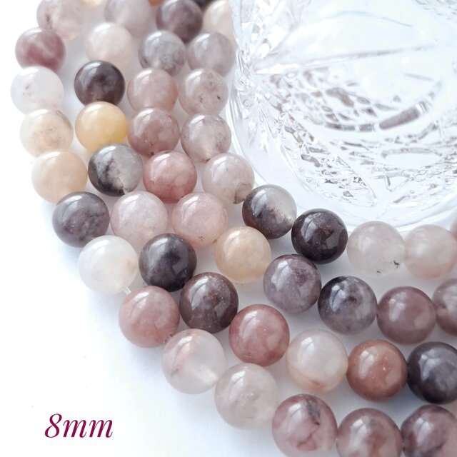 天然色ニュアンスカラークォーツ 8mm 10個