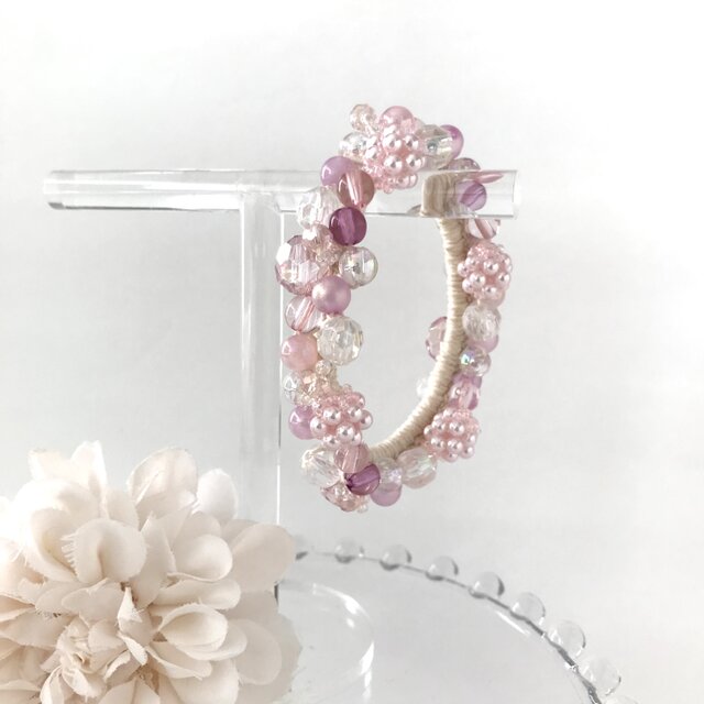 ビーズボール ビジュー クロッシェ シュシュ チェリー ピンク