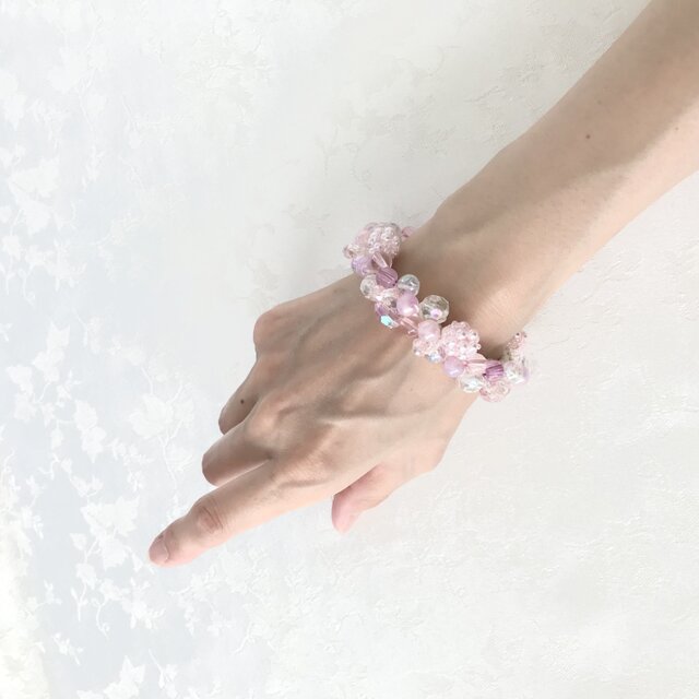 ビーズボール ビジュー クロッシェ シュシュ チェリー ピンク