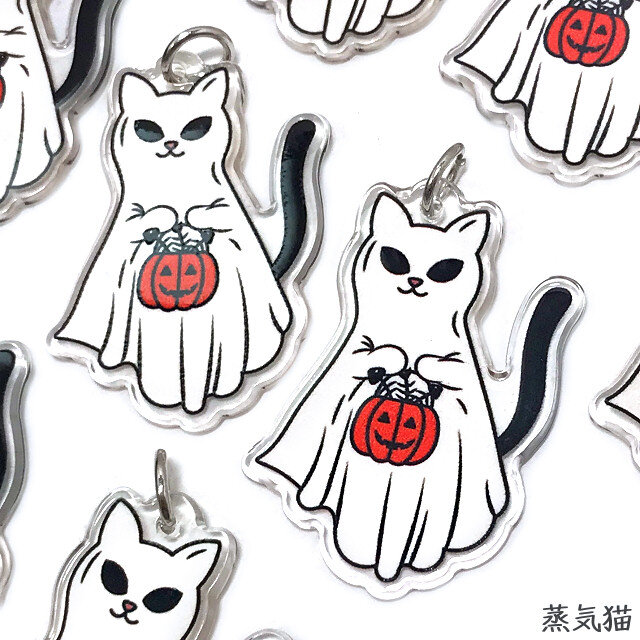 ハロウィン猫お化けAチャーム 2個【猫かぼちゃ 動物 レジン ピアス イヤリングパーツ ハンドメイド素材】 iichi 日々の暮らしを心地よくする ハンドメイドやアンティークのマーケットプレイス