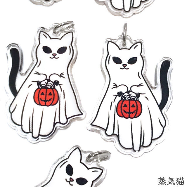 ハロウィン猫お化けAチャーム 2個【猫かぼちゃ 動物 レジン ピアス