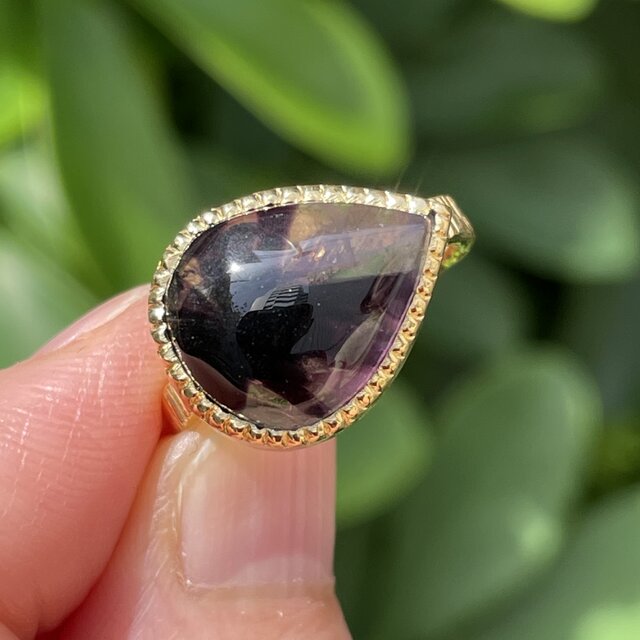 アメシスト　トラピチェ　ペアシェイプカボション　7.9ct　シルバーSV925リング