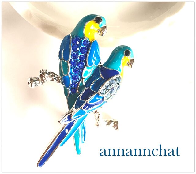 稀少 ビンテージ ラインストーン 幸せの青い鳥 ブローチ】 | iichi