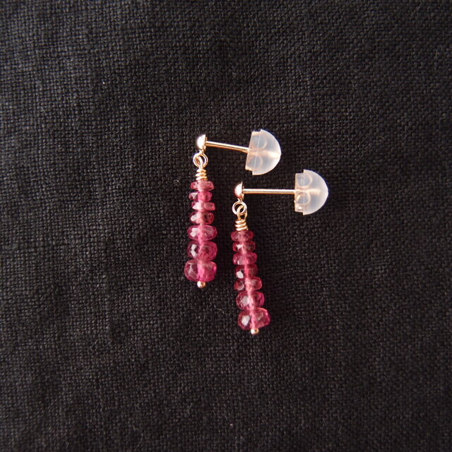 K10YG】Rubellite Earrings／ルベライト スタッドピアス | iichi 日々