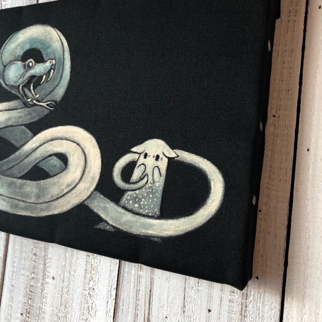 蛇に驚く猫木霊」SMサイズ アート作品 原画 絵本「猫木霊」使用 徳島 