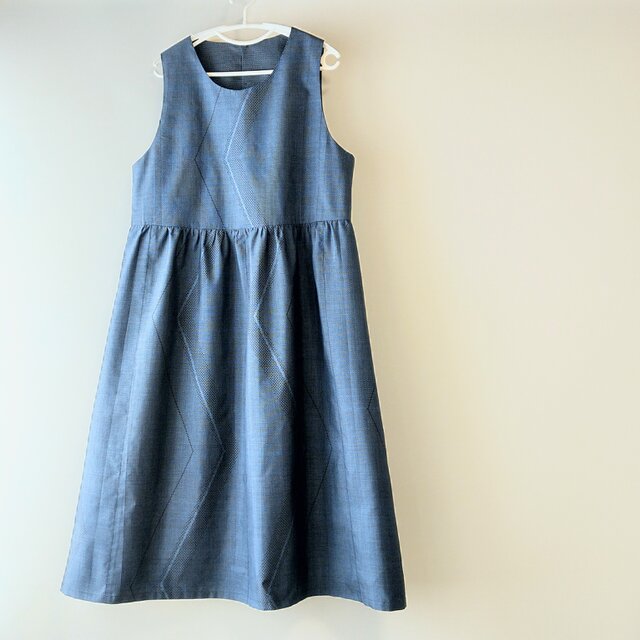 着物リメイク 大島紬のジャンパースカート 幾何学模様 5マルキ | iichi 