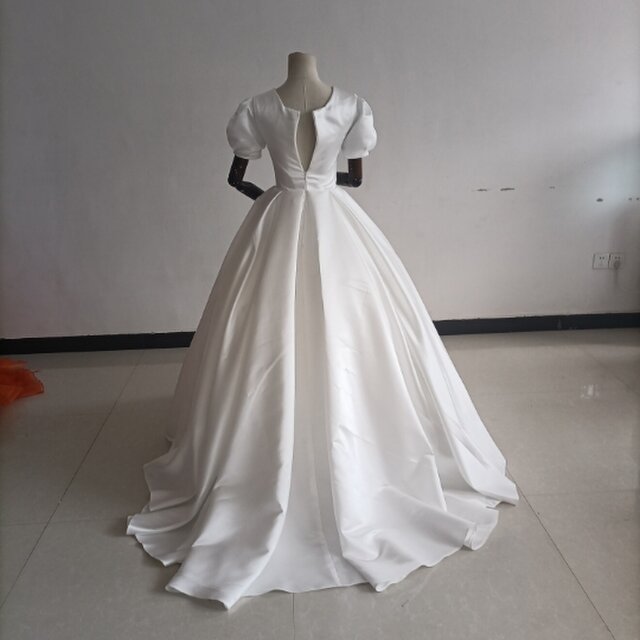 フランス風 ウエディングドレス 美しいバックレース 編み上げ 花嫁/結婚式