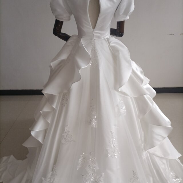 フランス風 ウエディングドレス 美しいバックレース 編み上げ 花嫁/結婚式ウェディングドレス