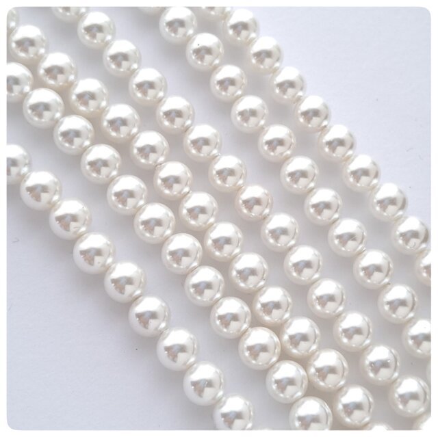 アンティーク　パールビーズ　人形　ハンドメイド　アート作品　古道具　インテリア 貝パールビーズ ホワイト 4&6mmセット | iichi 日々の暮らしを