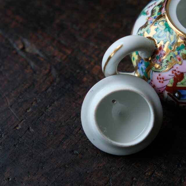 中国　色絵　蝙蝠山水文　煎茶碗　五客　桐箱　M　R6397E 中国 色絵 蝙蝠山水文 煎茶碗 五客 桐箱 M R6397E
