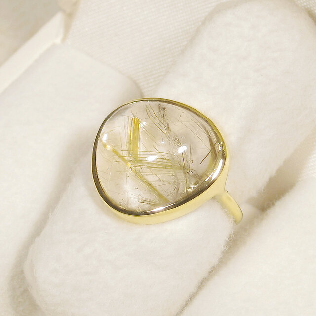 15×14mmルチルクォーツとSV925の指輪（リングサイズ：9号、18K張り