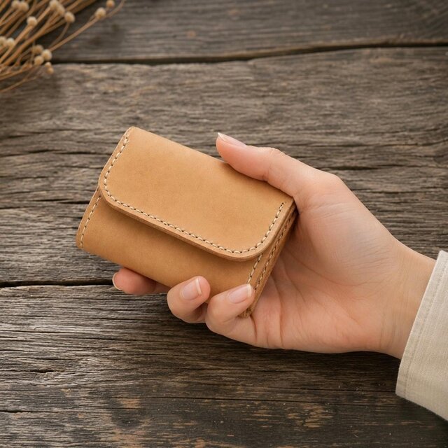 本革手縫いのお札の折れないコンパクトミニ財布【受注製作】 | iichi