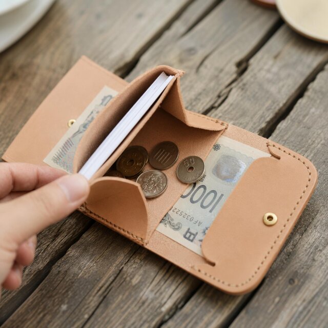 本革手縫いのお札の折れないコンパクトミニ財布【受注製作】 | iichi