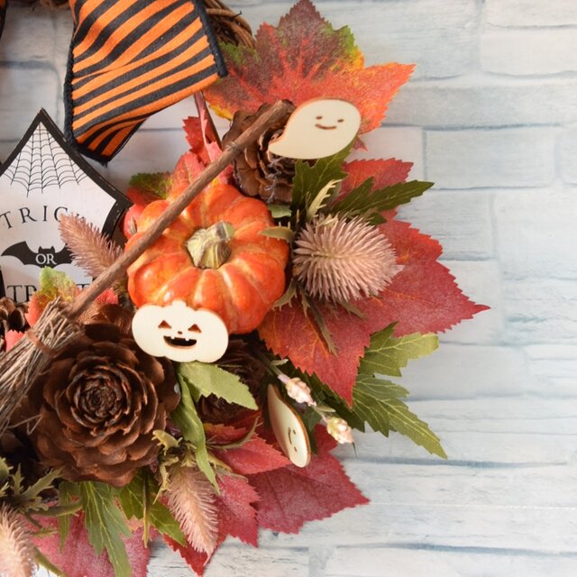 オトナリース】アンティークオレンジカラーのシックなリース