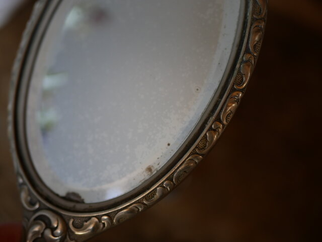 モノグラム アンティークミラー 手鏡 フランスアンティーク