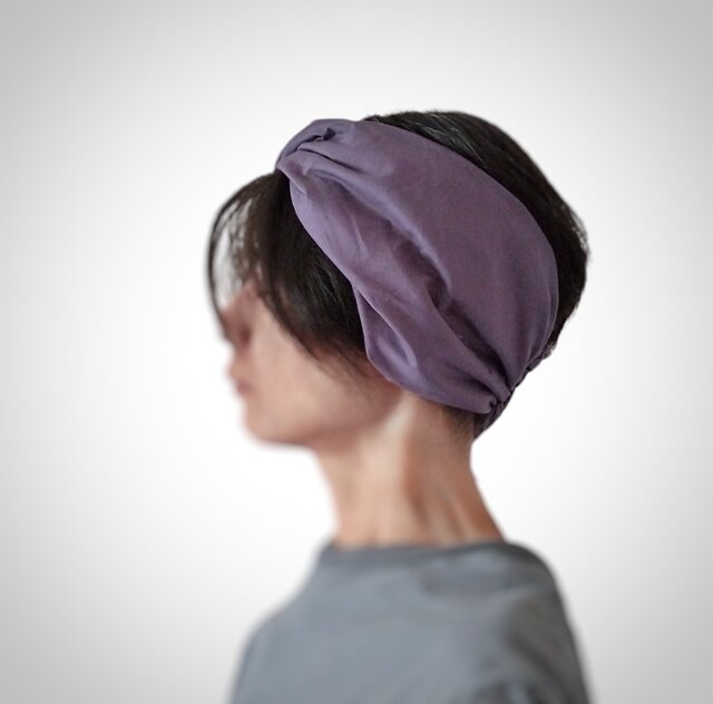 ターバンなヘアバンド スモーキーパープルワイド 送料無料 | iichi