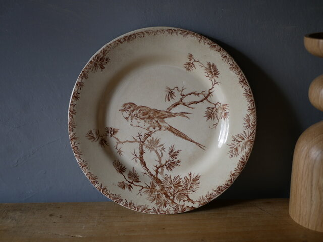 アンティーク プレート 深皿 セイヨウサンザシ AUBEPINE フランス