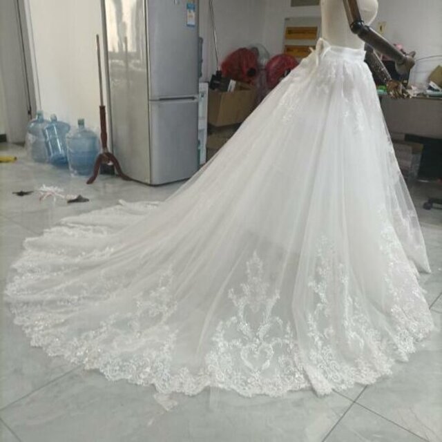 ウェディングドレス スカートのみ ホワイト ソフトチュール トレーン 結婚式/披フォーマル/ドレス