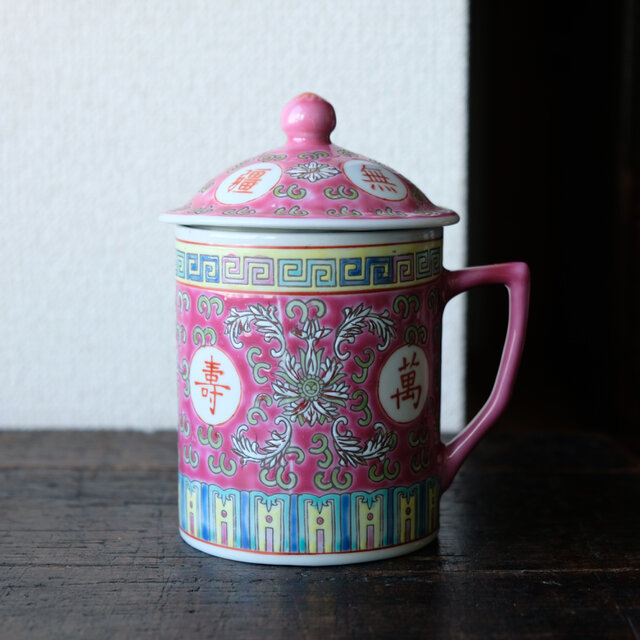 中国　色絵　蝙蝠山水文　煎茶碗　五客　桐箱　M　R6397E 中国茶・台湾茶急須向け漆塗箱/桐箱 【東山堂煎茶器店