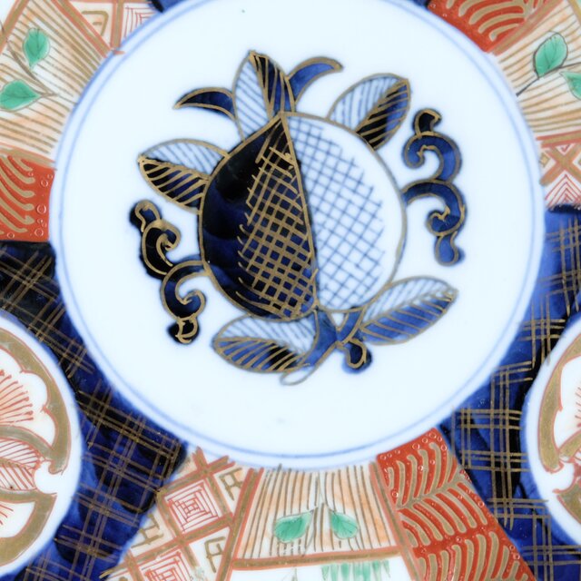 古伊万里】江戸期 染錦 中皿 色絵 骨董品 当時物 希少 18cm 19 -