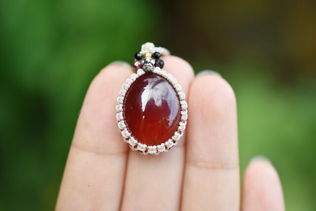 ヘソナイトガーネット　ガネーシャ彫りマクラメ編みネックレス it-6506dc89424f6-1200.jpg