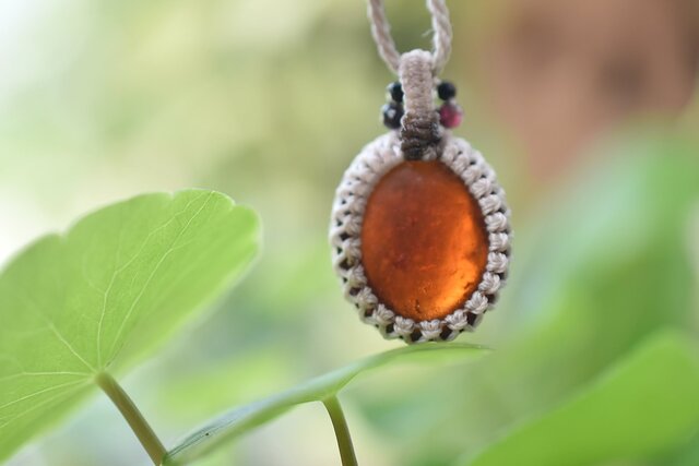 魅惑の紅☆ヘソナイトガーネット☆マクラメネックレス1218 | iichi