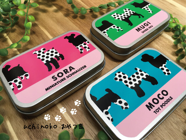 うちの子☆おやつ缶☆カラー☆お散歩☆トリーツ☆犬☆猫☆ペット