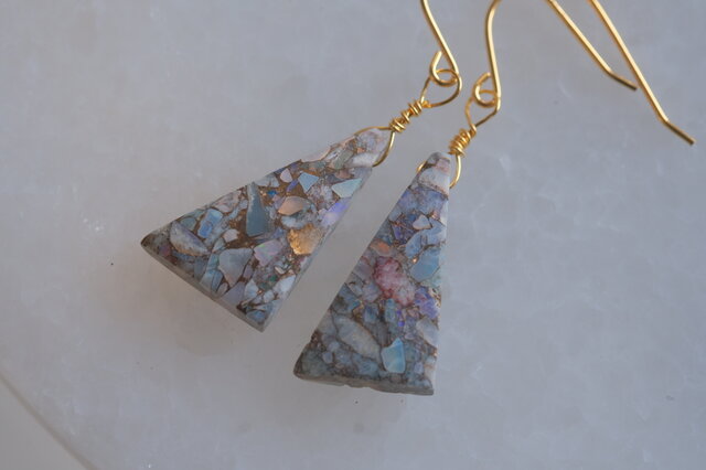 copper opal ピアス 14kgf コッパーエチオピアンオパール